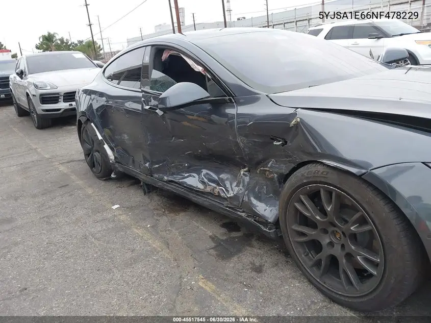 2022 Tesla Model S Plaid Tri Motor All-Wheel Drive VIN: 5YJSA1E66NF478229 Lot: 45517545
