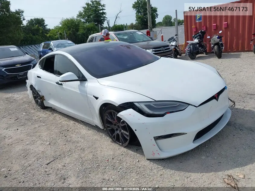 2022 Tesla Model S Dual Motor All-Wheel Drive VIN: 5YJSA1E56NF467173 Lot: 45573889