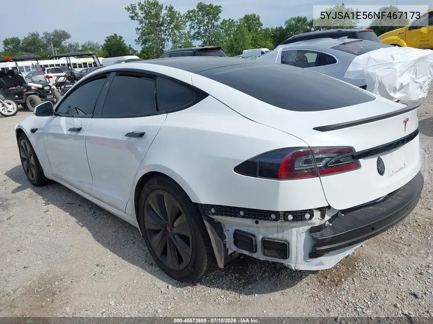 2022 Tesla Model S Dual Motor All-Wheel Drive VIN: 5YJSA1E56NF467173 Lot: 45573889