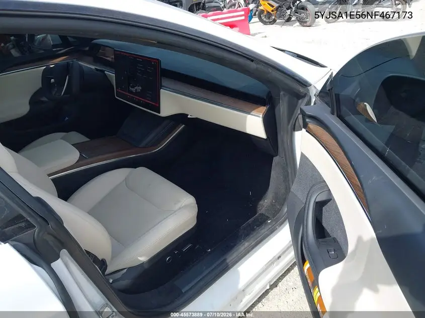 2022 Tesla Model S Dual Motor All-Wheel Drive VIN: 5YJSA1E56NF467173 Lot: 45573889