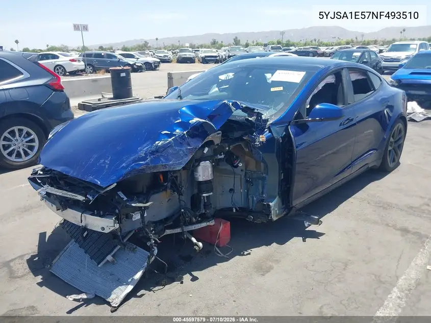 2022 Tesla Model S Dual Motor All-Wheel Drive VIN: 5YJSA1E57NF493510 Lot: 45597579