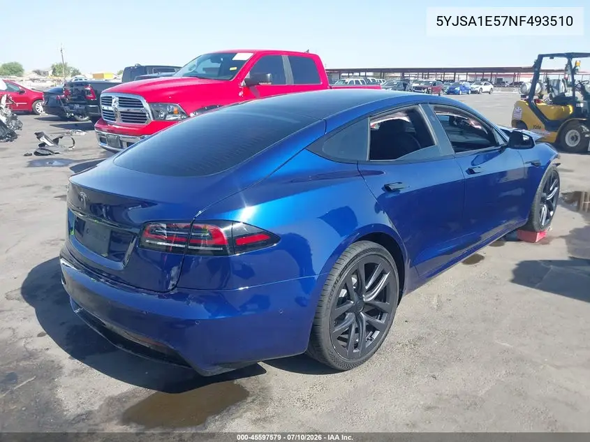 2022 Tesla Model S Dual Motor All-Wheel Drive VIN: 5YJSA1E57NF493510 Lot: 45597579