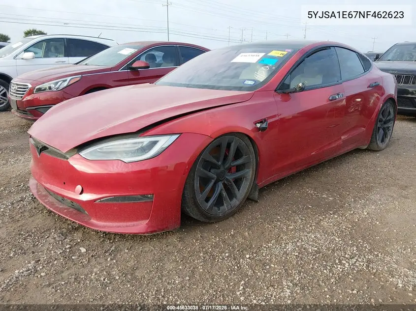 2022 Tesla Model S Plaid Tri Motor All-Wheel Drive VIN: 5YJSA1E67NF462623 Lot: 45633038