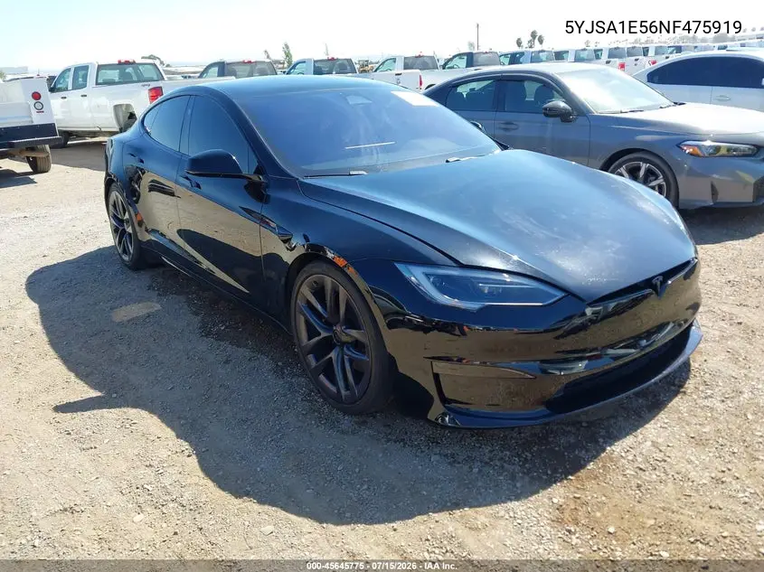 2022 Tesla Model S Dual Motor All-Wheel Drive VIN: 5YJSA1E56NF475919 Lot: 45645775
