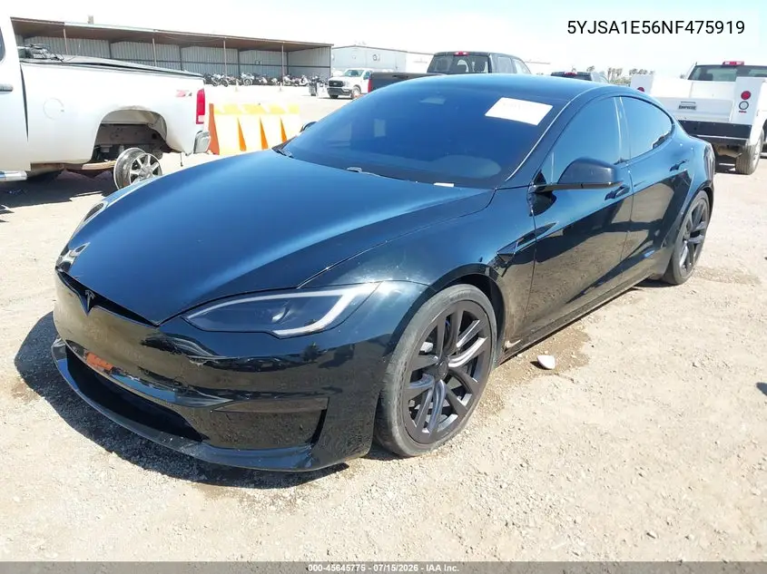 2022 Tesla Model S Dual Motor All-Wheel Drive VIN: 5YJSA1E56NF475919 Lot: 45645775