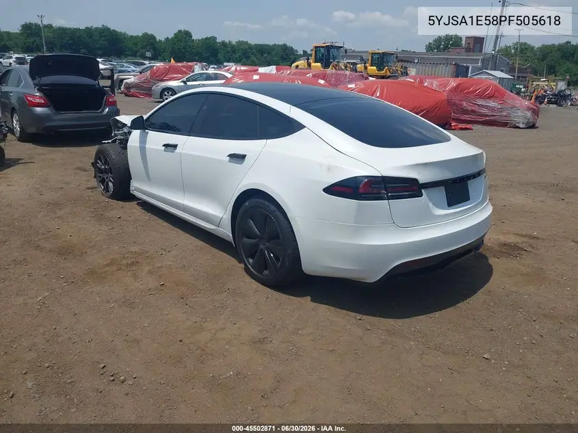 2023 Tesla Model S Dual Motor All-Wheel Drive/Standard Range VIN: 5YJSA1E58PF505618 Lot: 45502871