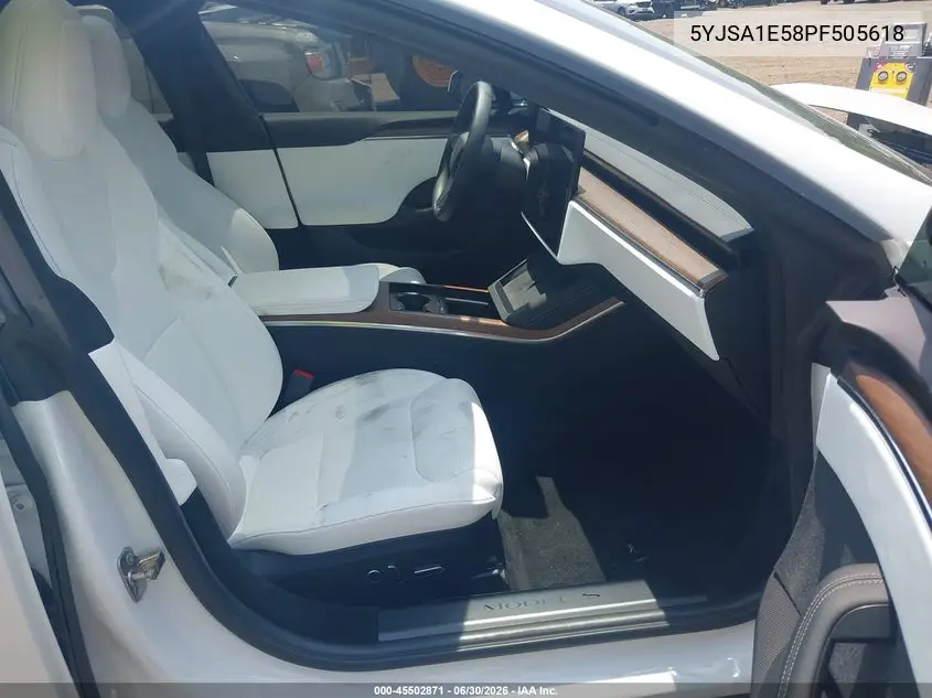 2023 Tesla Model S Dual Motor All-Wheel Drive/Standard Range VIN: 5YJSA1E58PF505618 Lot: 45502871