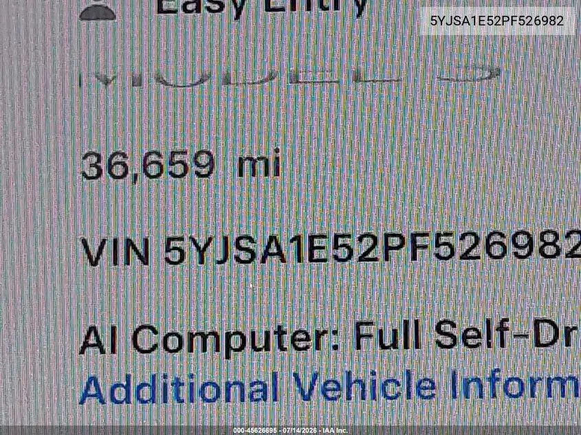 2023 Tesla Model S Dual Motor All-Wheel Drive/Standard Range VIN: 5YJSA1E52PF526982 Lot: 45626695