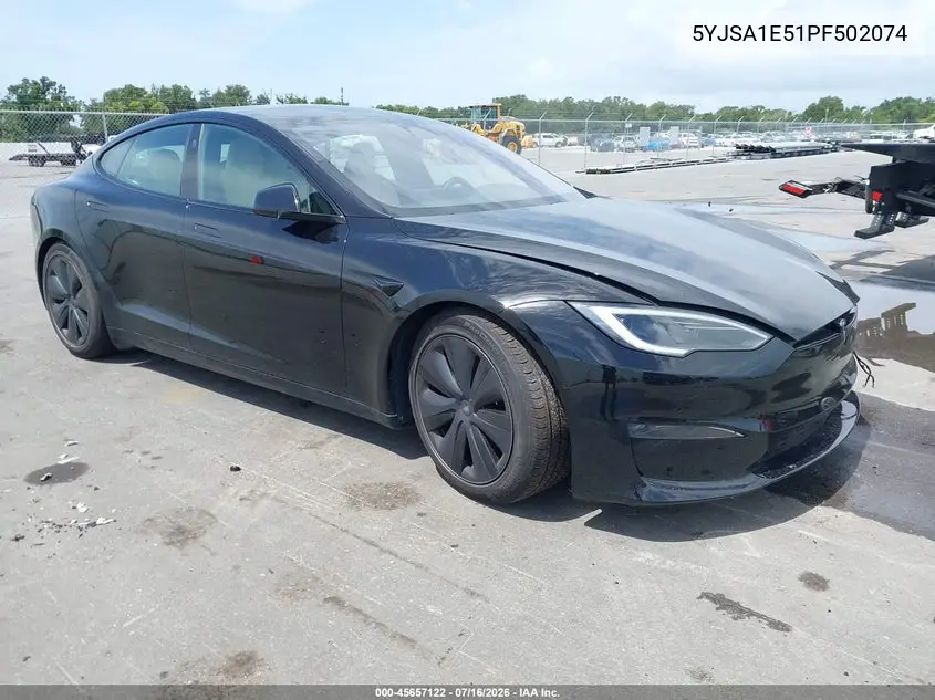2023 Tesla Model S Dual Motor All-Wheel Drive/Standard Range VIN: 5YJSA1E51PF502074 Lot: 45657122
