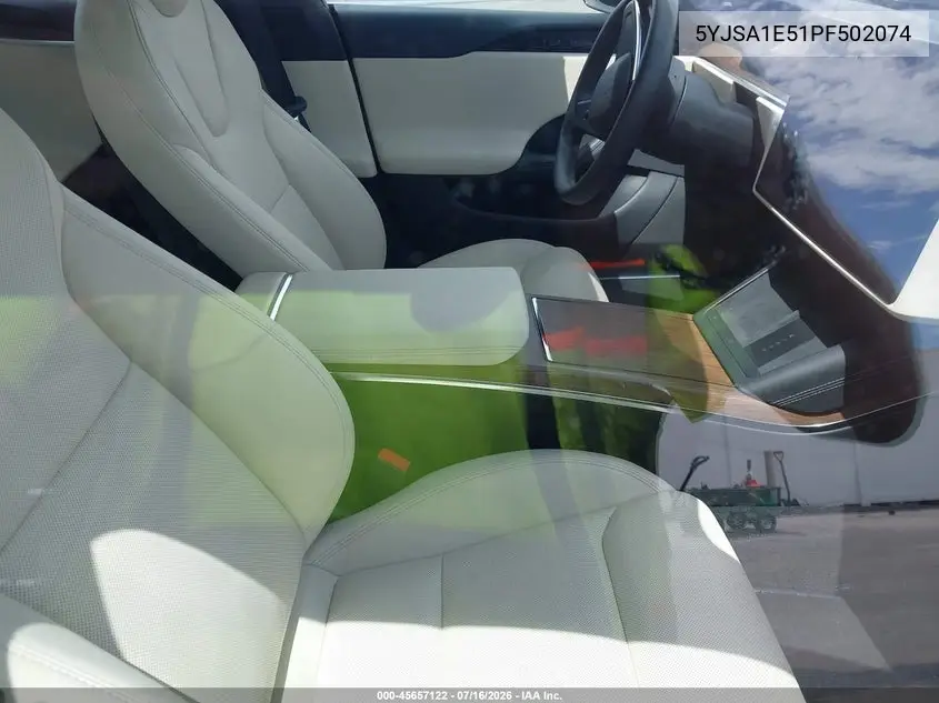 2023 Tesla Model S Dual Motor All-Wheel Drive/Standard Range VIN: 5YJSA1E51PF502074 Lot: 45657122