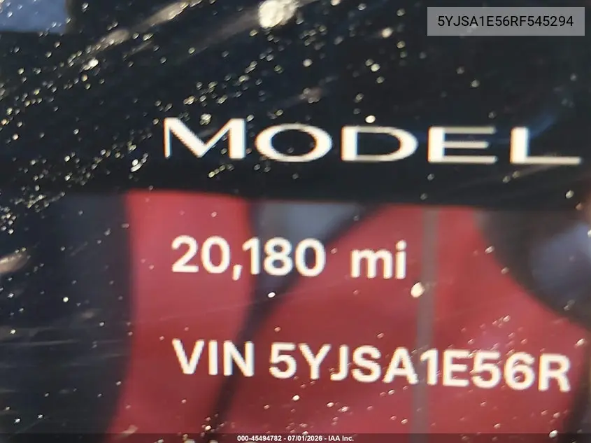 2024 Tesla Model S Long Range VIN: 5YJSA1E56RF545294 Lot: 45494782