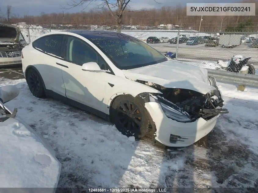2016 Tesla Model X 60D/70D/75D/90D VIN: 5YJXCDE21GF030241 Lot: 12483581