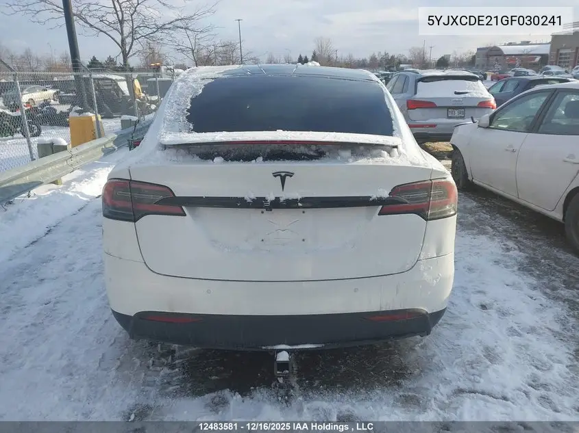 2016 Tesla Model X 60D/70D/75D/90D VIN: 5YJXCDE21GF030241 Lot: 12483581