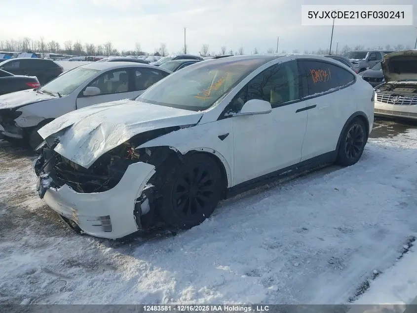2016 Tesla Model X 60D/70D/75D/90D VIN: 5YJXCDE21GF030241 Lot: 12483581