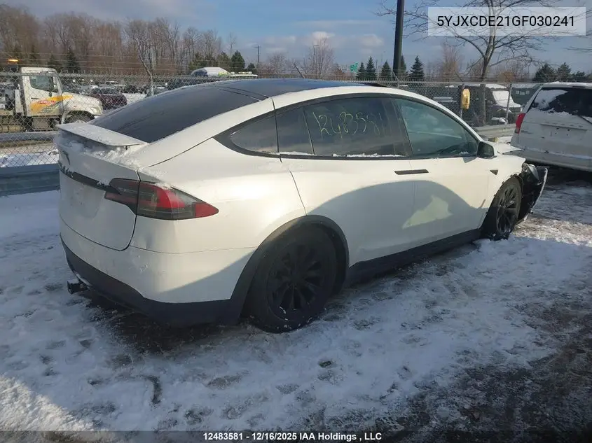 2016 Tesla Model X 60D/70D/75D/90D VIN: 5YJXCDE21GF030241 Lot: 12483581