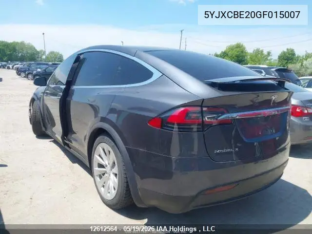 2016 Tesla Model X 60D/70D/75D/90D/P100D VIN: 5YJXCBE20GF015007 Lot: 12612564