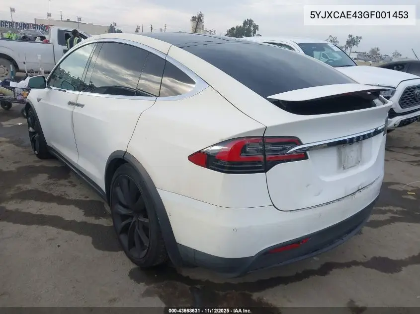 5YJXCAE43GF001453 2016 Tesla Model X