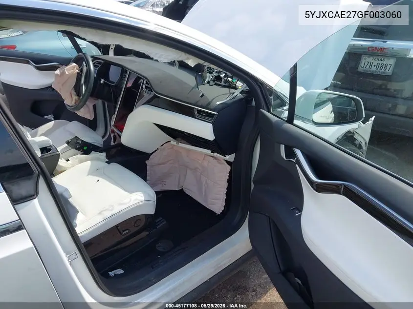 2016 Tesla Model X 60D/70D/75D/90D VIN: 5YJXCAE27GF003060 Lot: 45177108