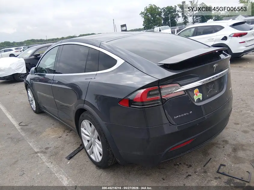 2016 Tesla Model X 75D/P100D/P90D VIN: 5YJXCBE45GF006563 Lot: 45218216