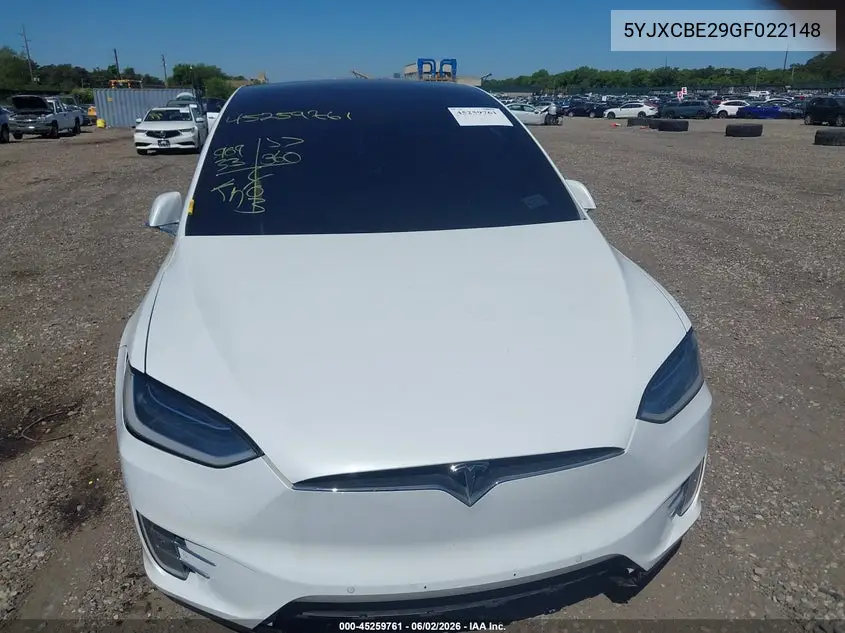 2016 Tesla Model X 60D/70D/75D/90D/P100D VIN: 5YJXCBE29GF022148 Lot: 45259761