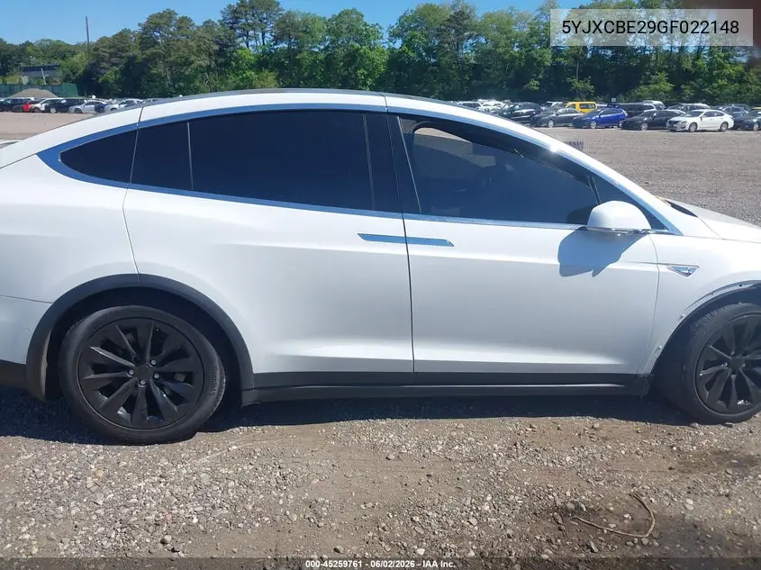 2016 Tesla Model X 60D/70D/75D/90D/P100D VIN: 5YJXCBE29GF022148 Lot: 45259761