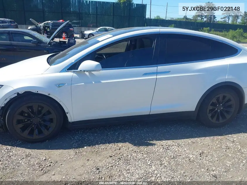 2016 Tesla Model X 60D/70D/75D/90D/P100D VIN: 5YJXCBE29GF022148 Lot: 45259761