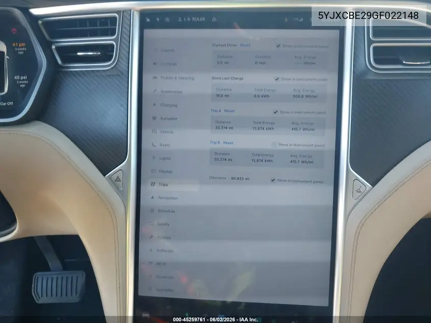 2016 Tesla Model X 60D/70D/75D/90D/P100D VIN: 5YJXCBE29GF022148 Lot: 45259761