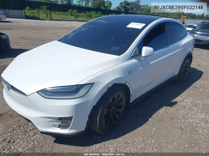 2016 Tesla Model X 60D/70D/75D/90D/P100D VIN: 5YJXCBE29GF022148 Lot: 45259761