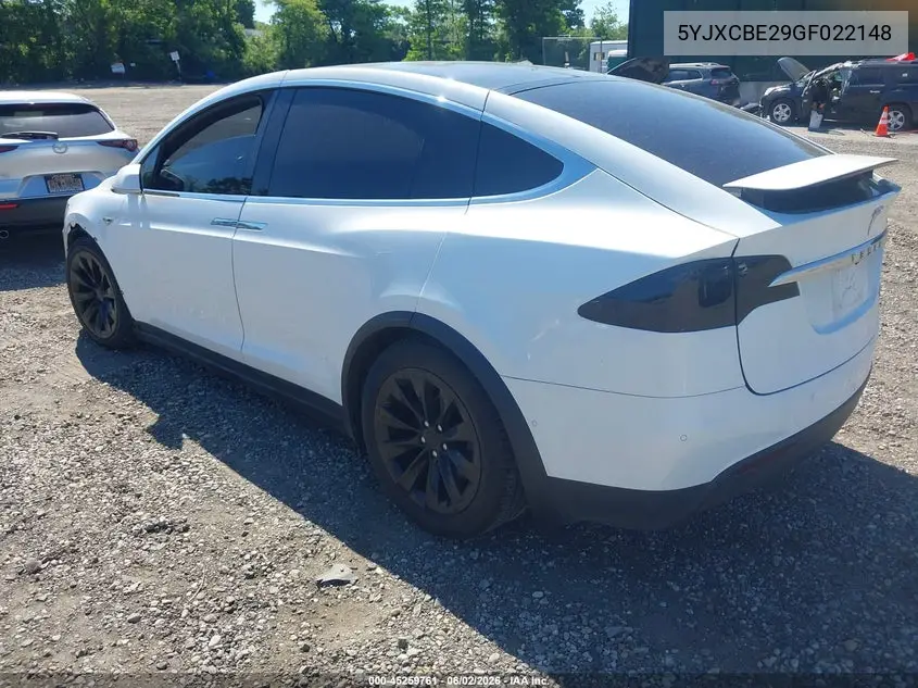 2016 Tesla Model X 60D/70D/75D/90D/P100D VIN: 5YJXCBE29GF022148 Lot: 45259761