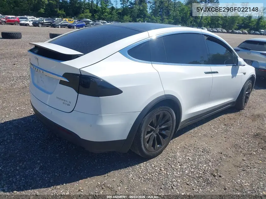2016 Tesla Model X 60D/70D/75D/90D/P100D VIN: 5YJXCBE29GF022148 Lot: 45259761