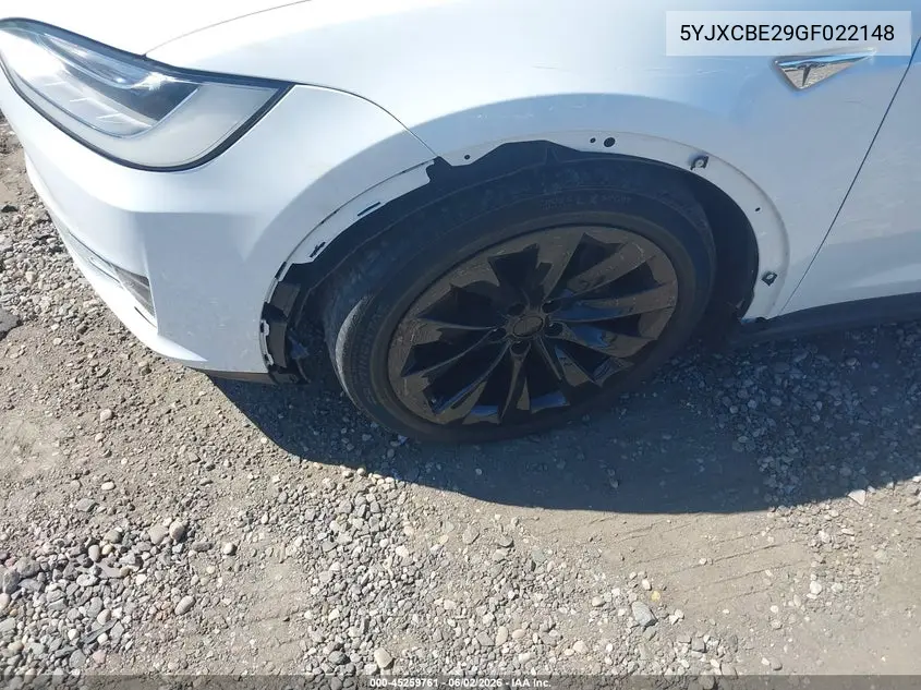 2016 Tesla Model X 60D/70D/75D/90D/P100D VIN: 5YJXCBE29GF022148 Lot: 45259761