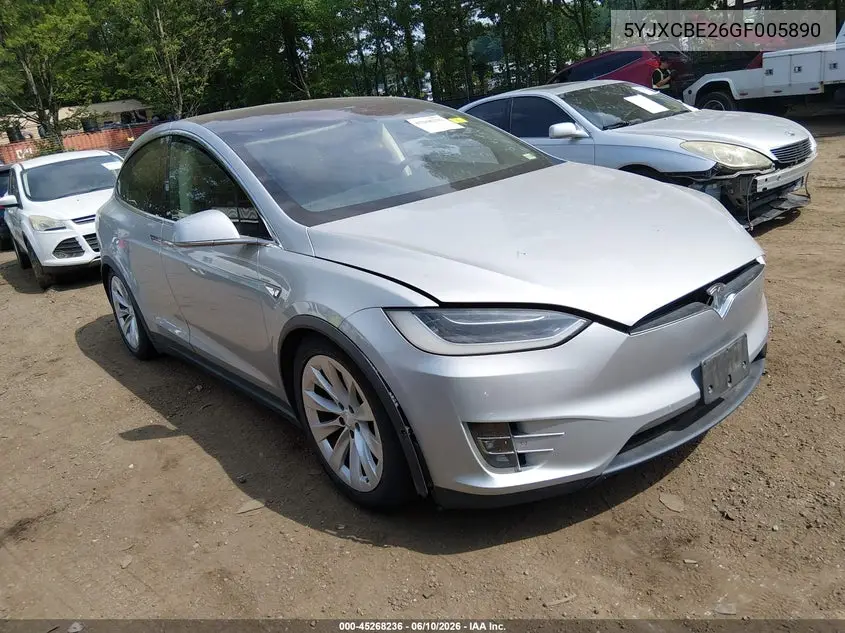 2016 Tesla Model X VIN: 5YJXCBE26GF005890 Lot: 45268236