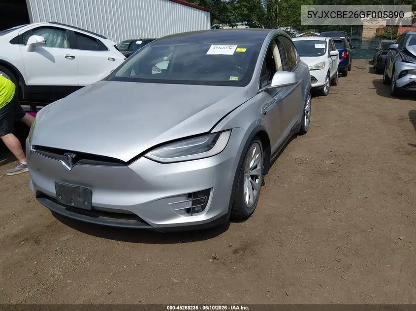 2016 Tesla Model X VIN: 5YJXCBE26GF005890 Lot: 45268236