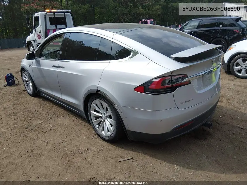 2016 Tesla Model X VIN: 5YJXCBE26GF005890 Lot: 45268236