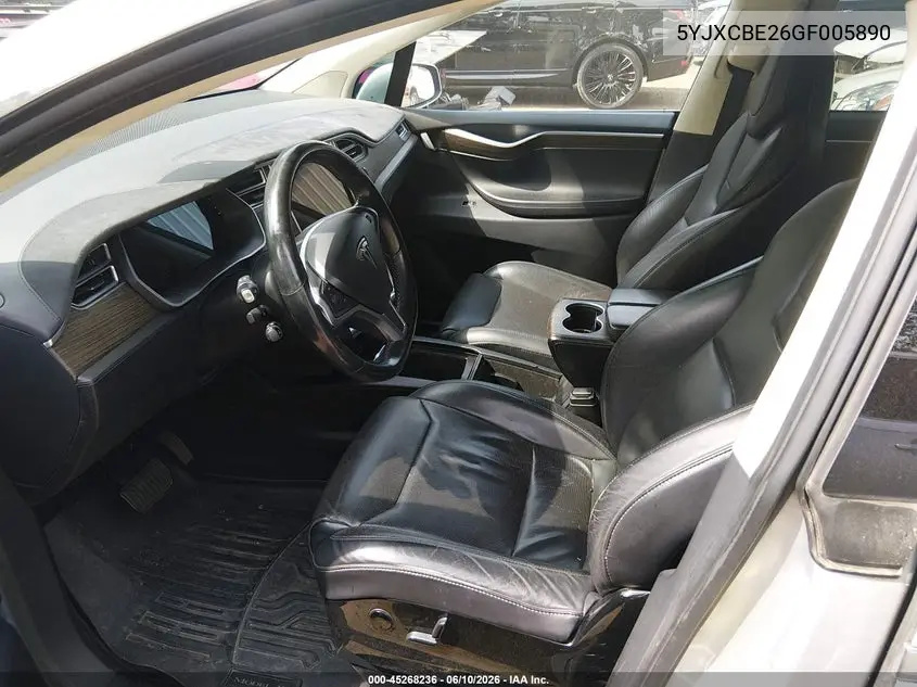 2016 Tesla Model X VIN: 5YJXCBE26GF005890 Lot: 45268236