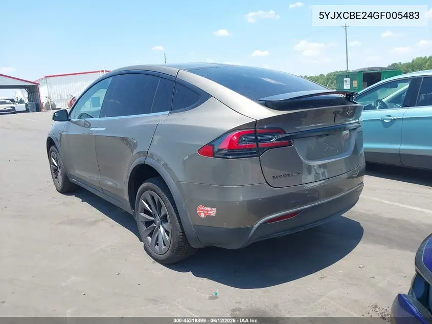 2016 Tesla Model X VIN: 5YJXCBE24GF005483 Lot: 45318899