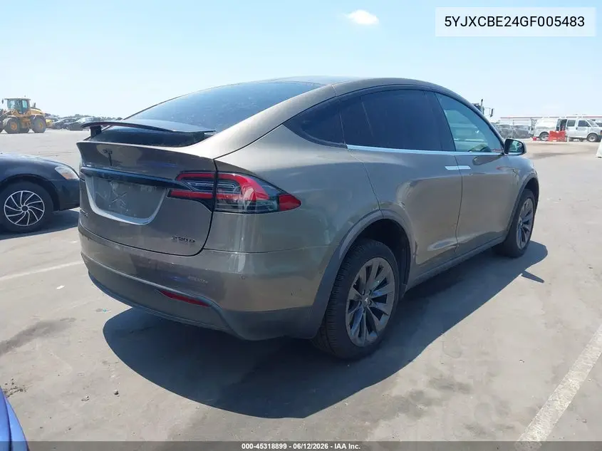 2016 Tesla Model X VIN: 5YJXCBE24GF005483 Lot: 45318899