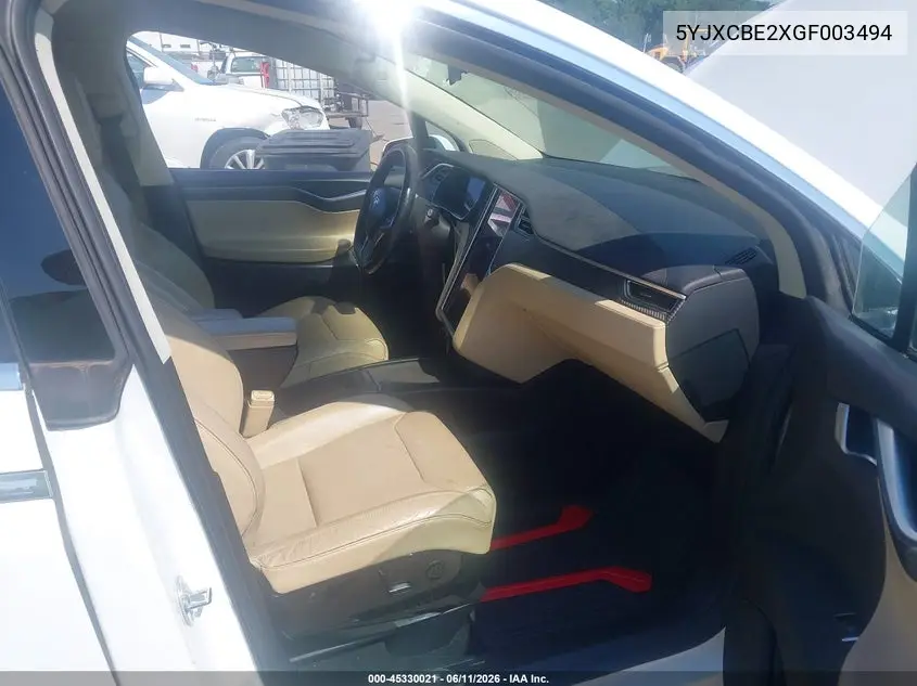 2016 Tesla Model X VIN: 5YJXCBE2XGF003494 Lot: 45330021
