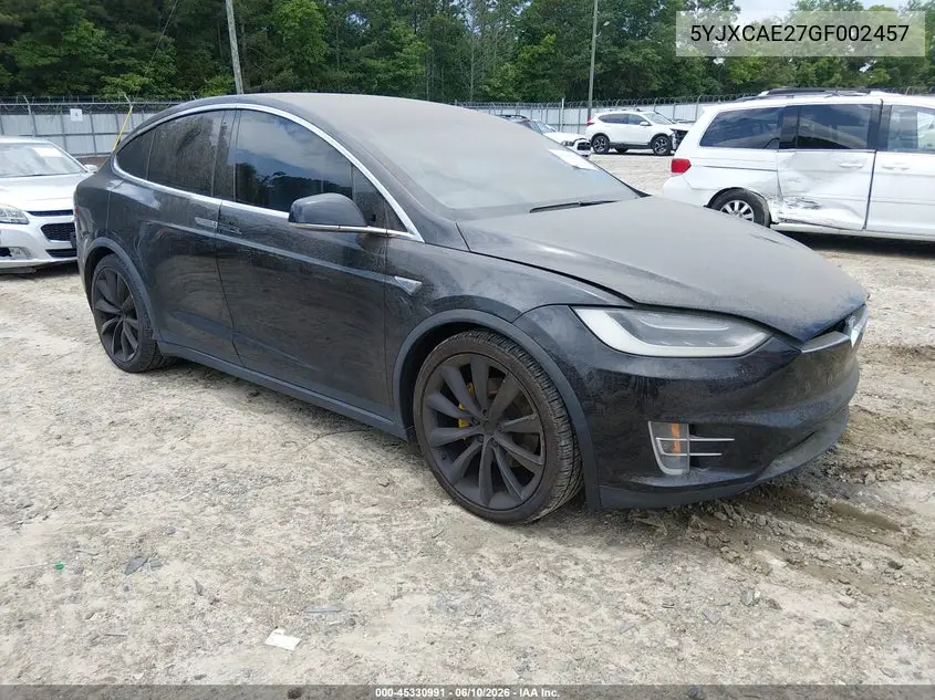 2016 Tesla Model X 60D/70D/75D/90D VIN: 5YJXCAE27GF002457 Lot: 45330991