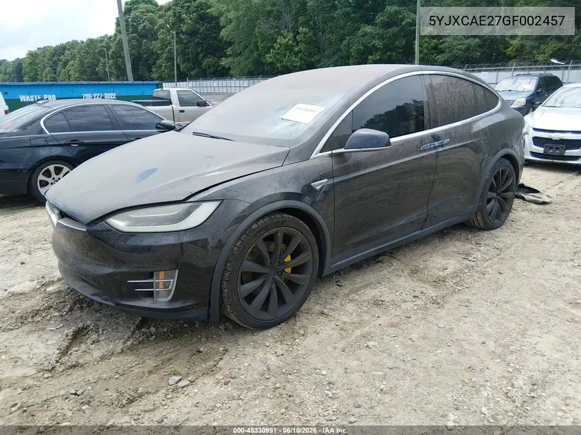 2016 Tesla Model X 60D/70D/75D/90D VIN: 5YJXCAE27GF002457 Lot: 45330991