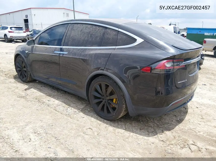 2016 Tesla Model X 60D/70D/75D/90D VIN: 5YJXCAE27GF002457 Lot: 45330991