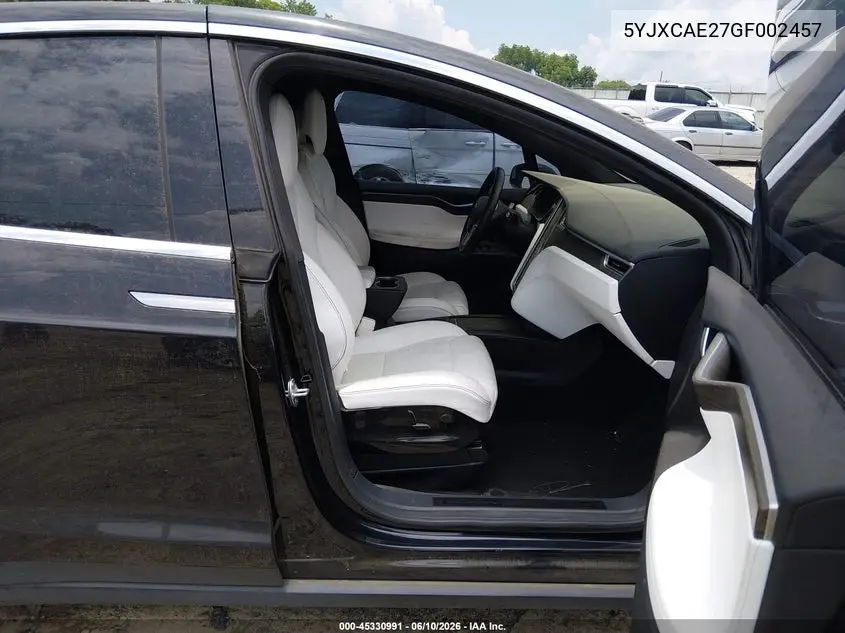 2016 Tesla Model X 60D/70D/75D/90D VIN: 5YJXCAE27GF002457 Lot: 45330991