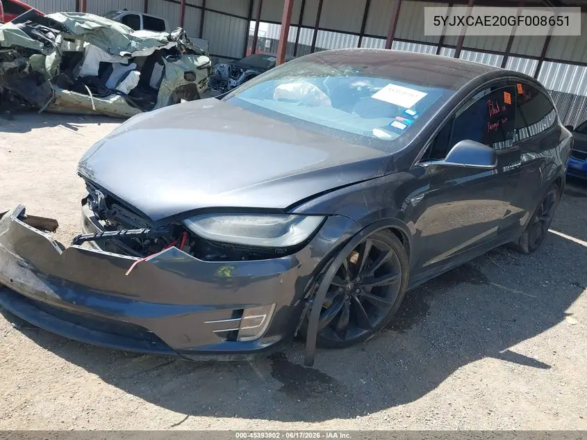 2016 Tesla Model X 60D/70D/75D/90D VIN: 5YJXCAE20GF008651 Lot: 45393902