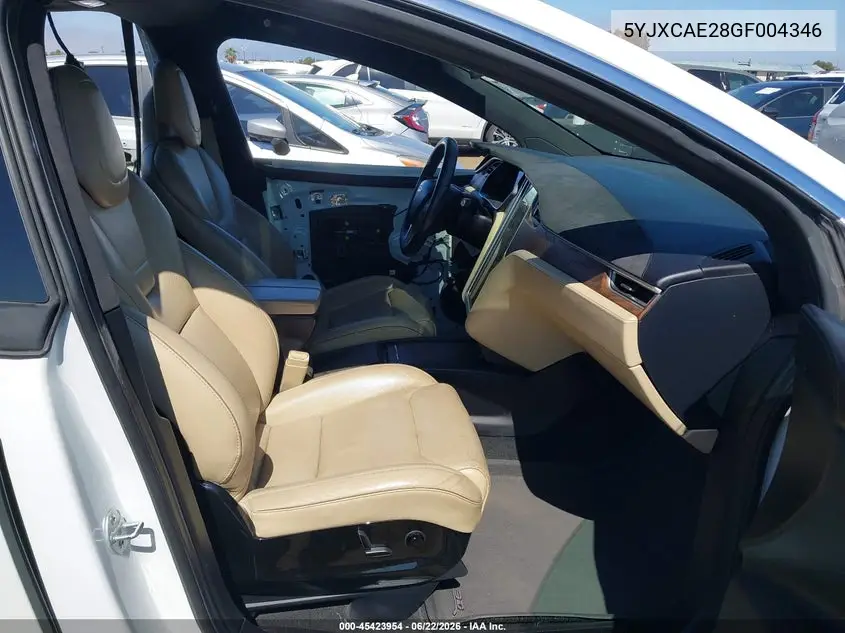 2016 Tesla Model X 60D/70D/75D/90D VIN: 5YJXCAE28GF004346 Lot: 45423954