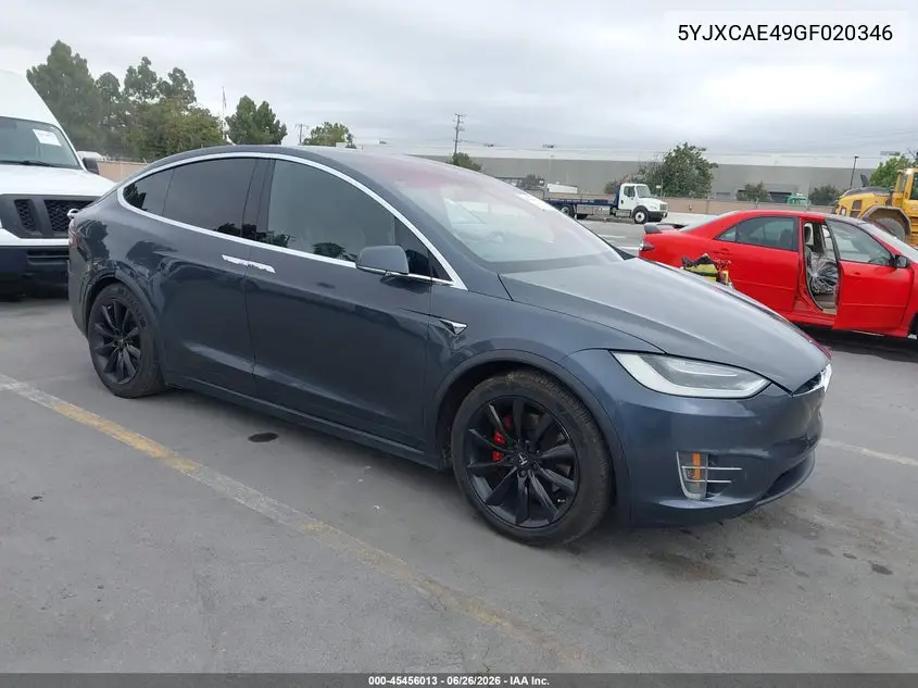 2016 Tesla Model X 60D/P100D/P90D VIN: 5YJXCAE49GF020346 Lot: 45456013