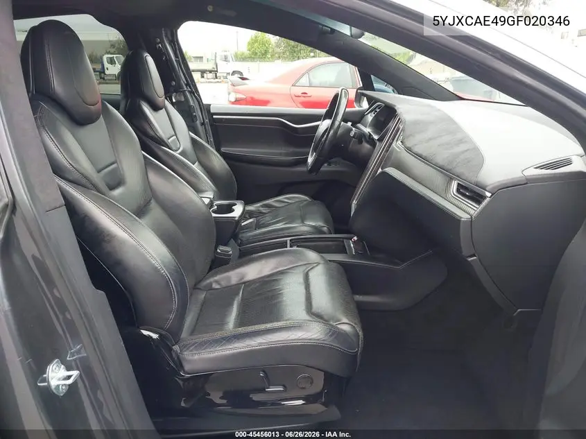 2016 Tesla Model X 60D/P100D/P90D VIN: 5YJXCAE49GF020346 Lot: 45456013
