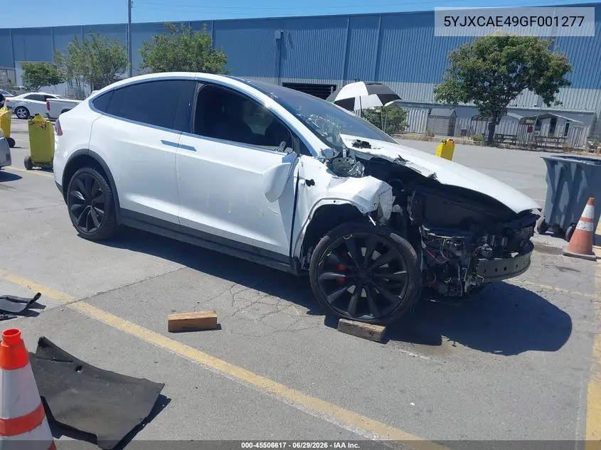 2016 Tesla Model X 60D/P100D/P90D VIN: 5YJXCAE49GF001277 Lot: 45506617