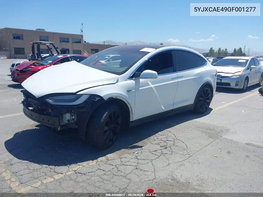 2016 Tesla Model X 60D/P100D/P90D VIN: 5YJXCAE49GF001277 Lot: 45506617