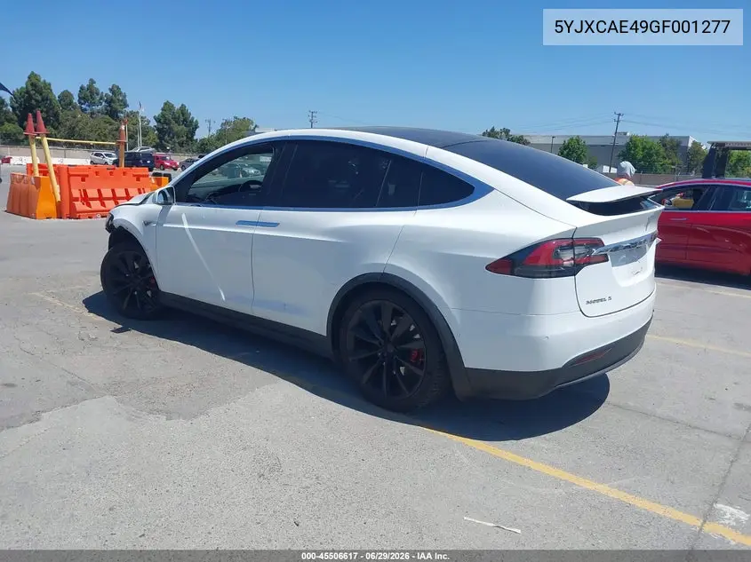 2016 Tesla Model X 60D/P100D/P90D VIN: 5YJXCAE49GF001277 Lot: 45506617