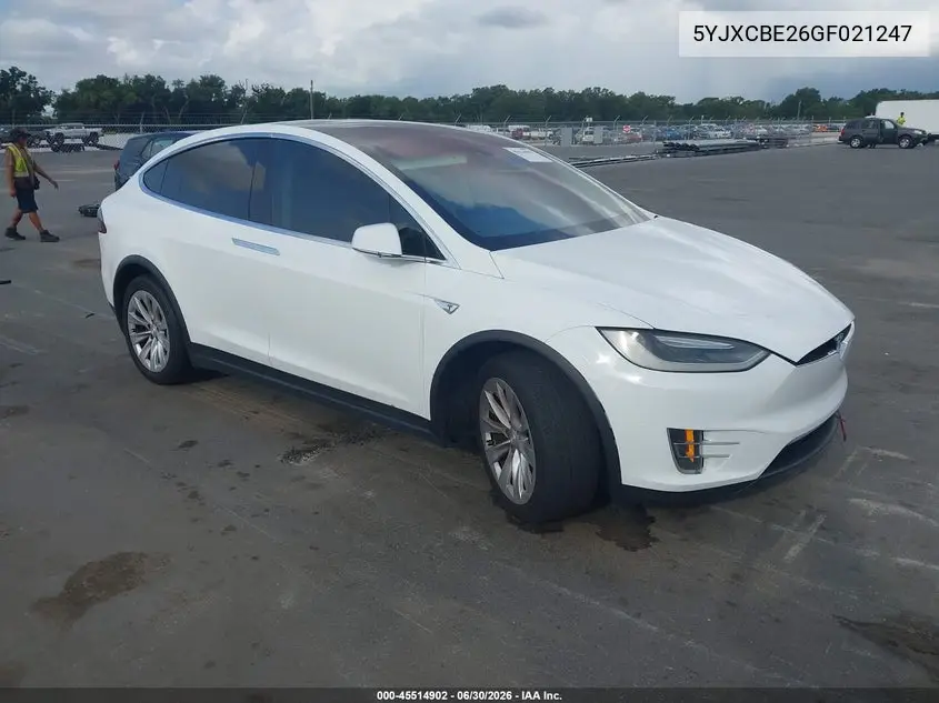2016 Tesla Model X 60D/70D/75D/90D/P100D VIN: 5YJXCBE26GF021247 Lot: 45514902